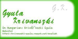 gyula krivanszki business card